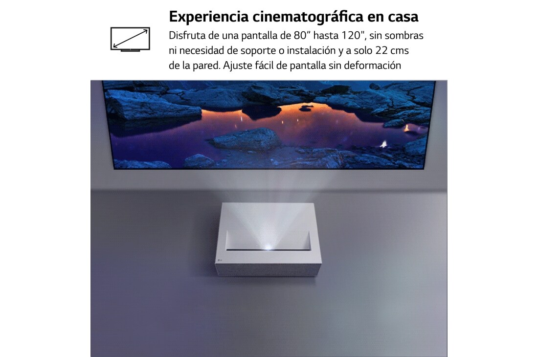 LG Proyector HU715QW - LG CineBeam con SmartTV webOS 6.0 (hasta 120'', fuente Láser, 2.500 lúmenes, 3840 x 2160px, HDR10), HU715QW