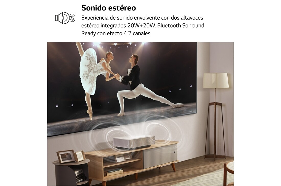 LG Proyector HU715QW - LG CineBeam con SmartTV webOS 6.0 (hasta 120'', fuente Láser, 2.500 lúmenes, 3840 x 2160px, HDR10), HU715QW