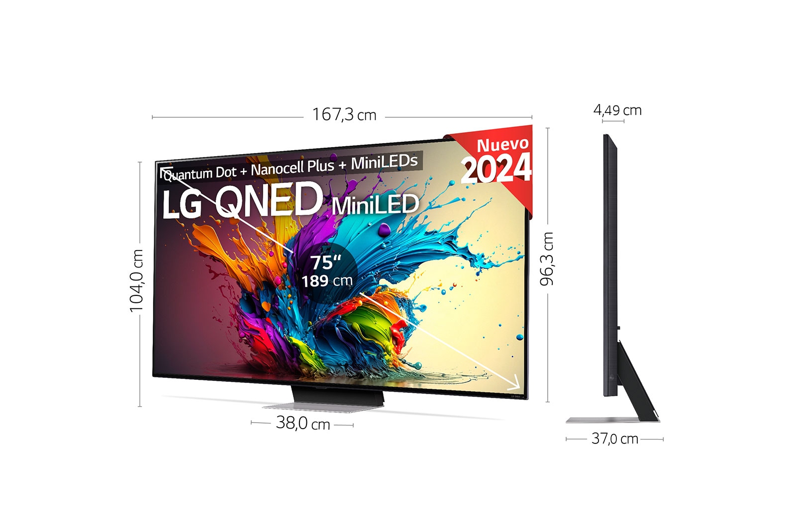 LG 75 pulgadas TV LG QNED MiniLED 4K serie AI QNED91  con Smart TV WebOS24, 75QNED91T6A