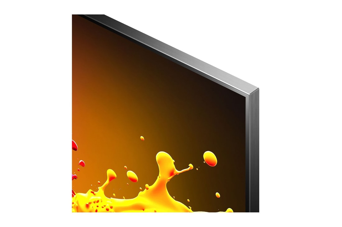 Close-up of the top edge of LG QNED TV, QNED99
