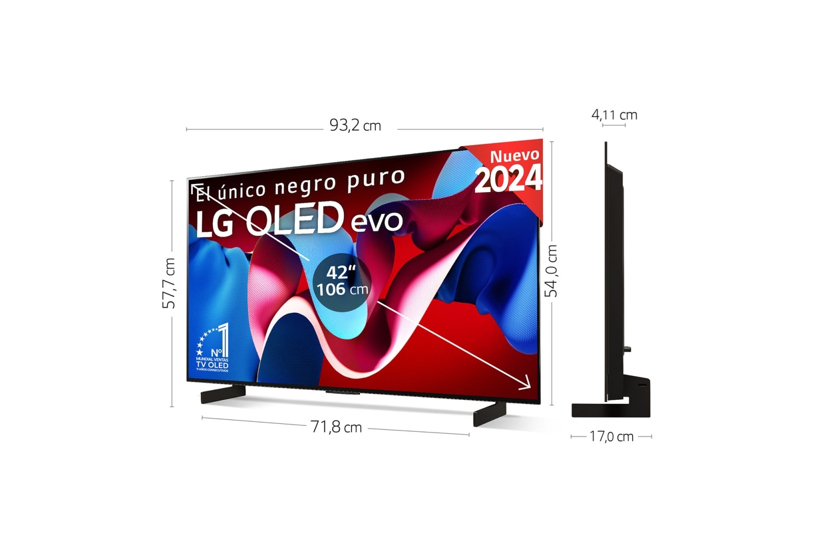 LG 42 pulgadas Smart TV LG OLED evo AI C4 4K 2024, OLED42C44LA