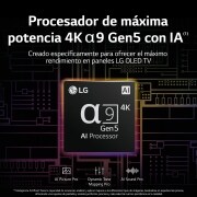 LG Televisor LG  4K OLED evo Gallery Edition, Procesador Inteligente de Máxima Potencia 4K a9 Gen 5 con IA, compatible con el 100% de formatos HDR, HDR Dolby Vision, Dolby Atmos, Smart TV webOS22, el mejor TV para Gaming.  Ideal para colgar en la pared., OLED55G26LA
