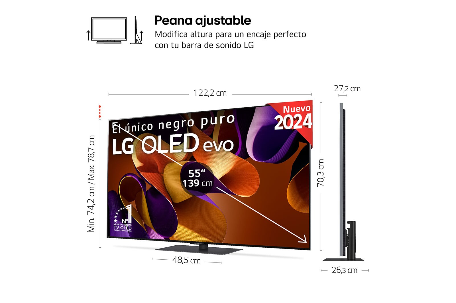 LG 55 pulgadas TV LG OLED evo* AI 4K serie G4  con Smart TV WebOS24, OLED55G46LS