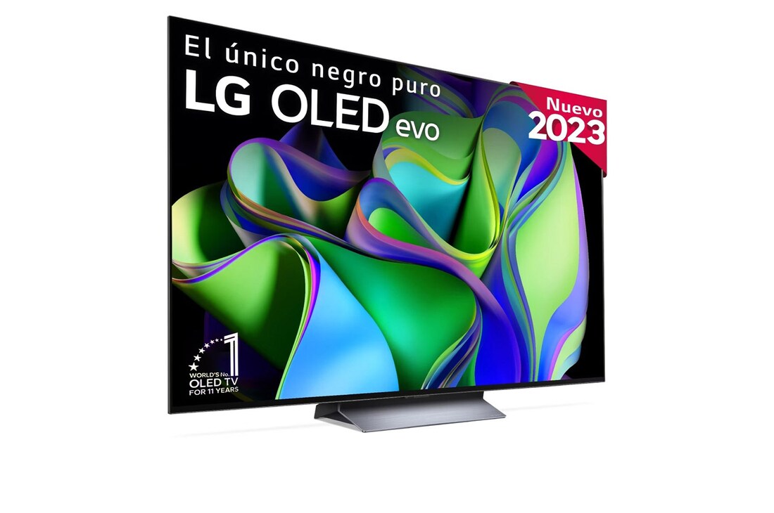LG TV LG OLED evo 4K de 65'' C3, Procesador Máxima Potencia, Dolby Vision / Dolby ATMOS, Smart TV webOS23, el mejor TV para Gaming., Slightly-angled left-facing side view., OLED65C34LA