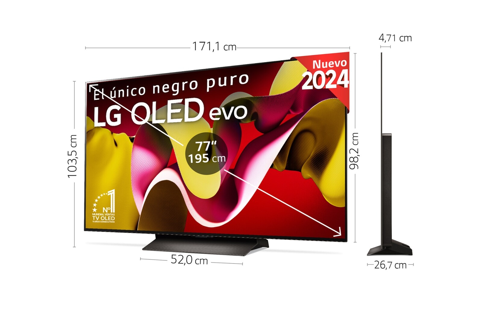 LG 77 pulgadas Smart TV LG OLED evo AI C4 4K 2024, OLED77C44LA