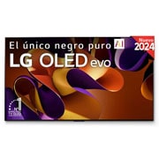 Vista frontal de un LG OLED evo AI TV, OLED G4, con el emblema “11 Years of world number 1 OLED”, el logotipo del programa webOS Re:New Program y el logotipo de la Garantía de 5 años en pantalla