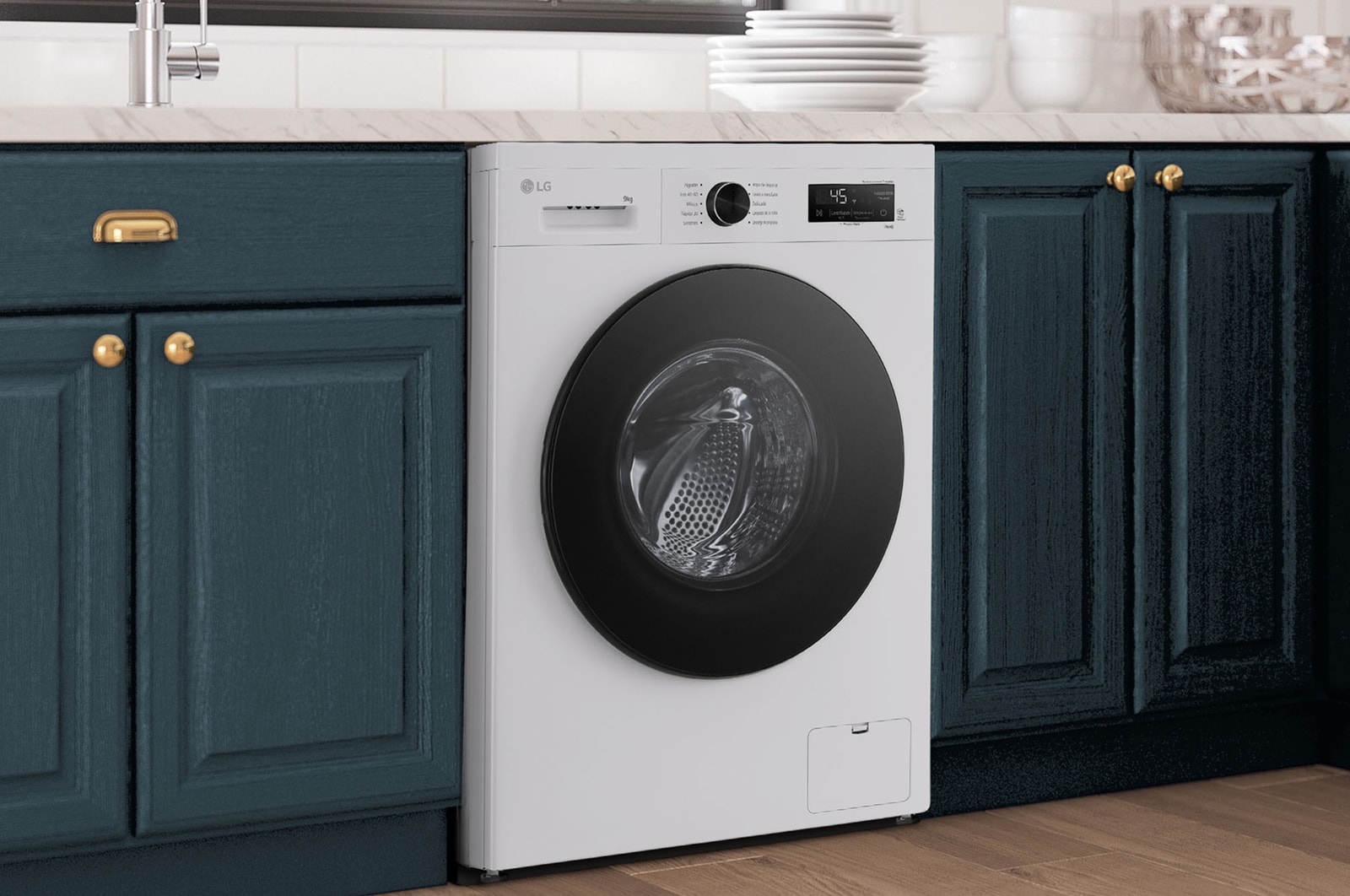 LG Lavadora eficiente 9kg, 1400rpm, A, con vapor, Serie 100, F4X1009NWB