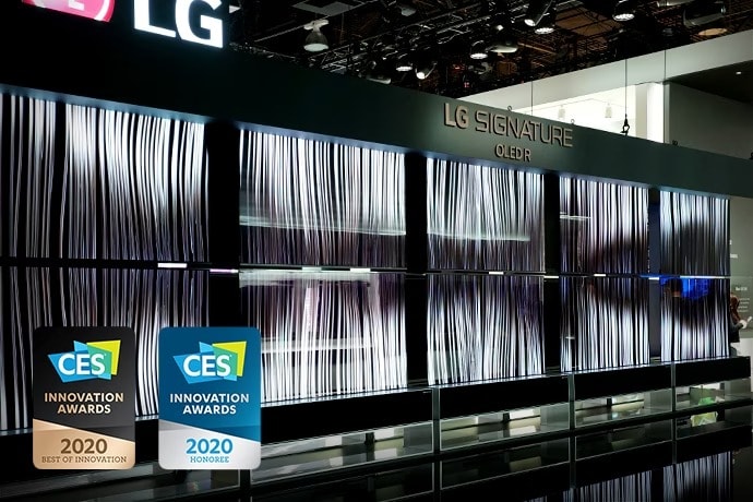 Las televisiones enrollables LG SIGNATURE han estado expuestas en el CES 2020.