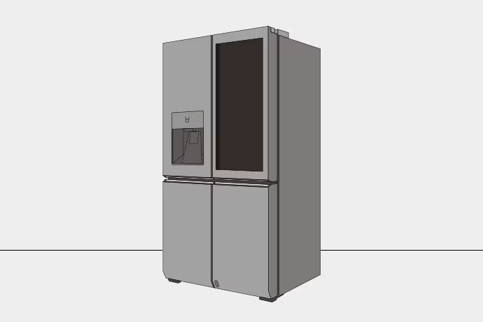 Una imagen infográfica que muestra el cuerpo completo del refrigerador LG SIGNATURE.