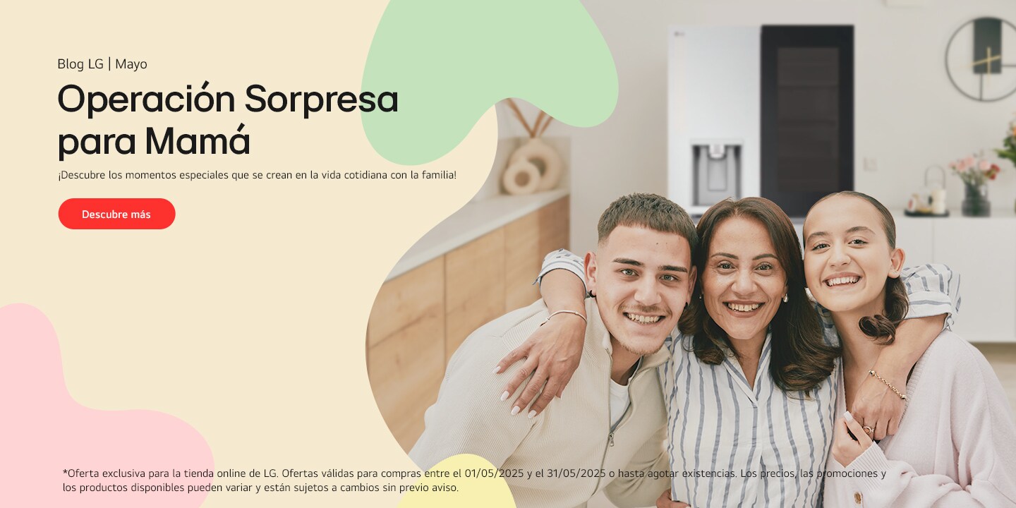 Imagen de héroe con una persona y electrodomésticos LG