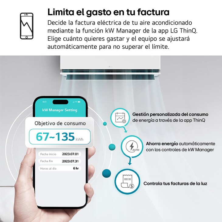 Left low-angle front view of LG ai air conditioner