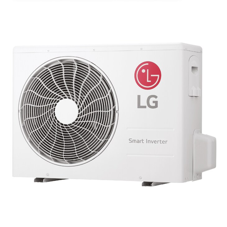 Hands opening the lower vane of an LG air conditioner for cleaning or maintenance