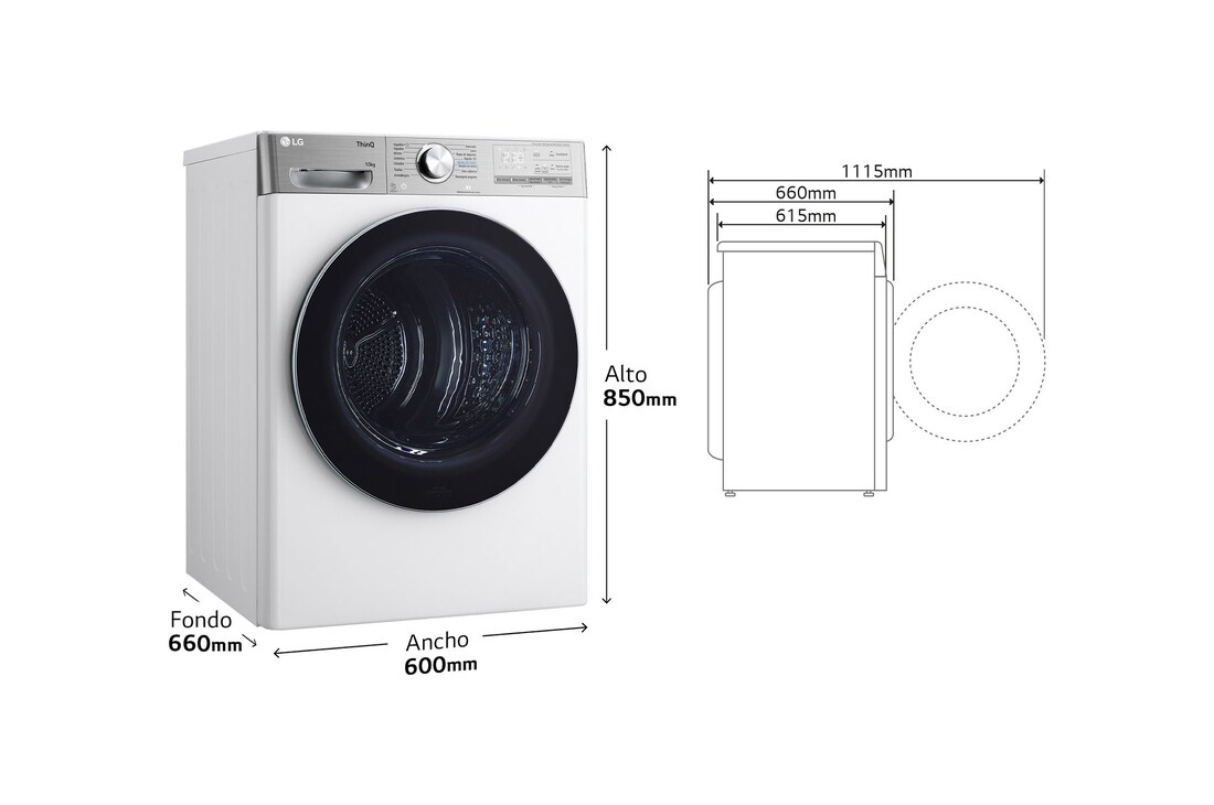 LG Secadora 10kg, C, con Bomba de calor Dual Inverter, Blanca , Serie 900, RH10V9AV2WR