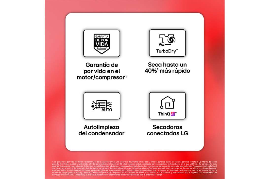 LG Secadora 10kg, C, con Bomba de calor Dual Inverter, Blanca , Serie 900, RH10V9AV2WR