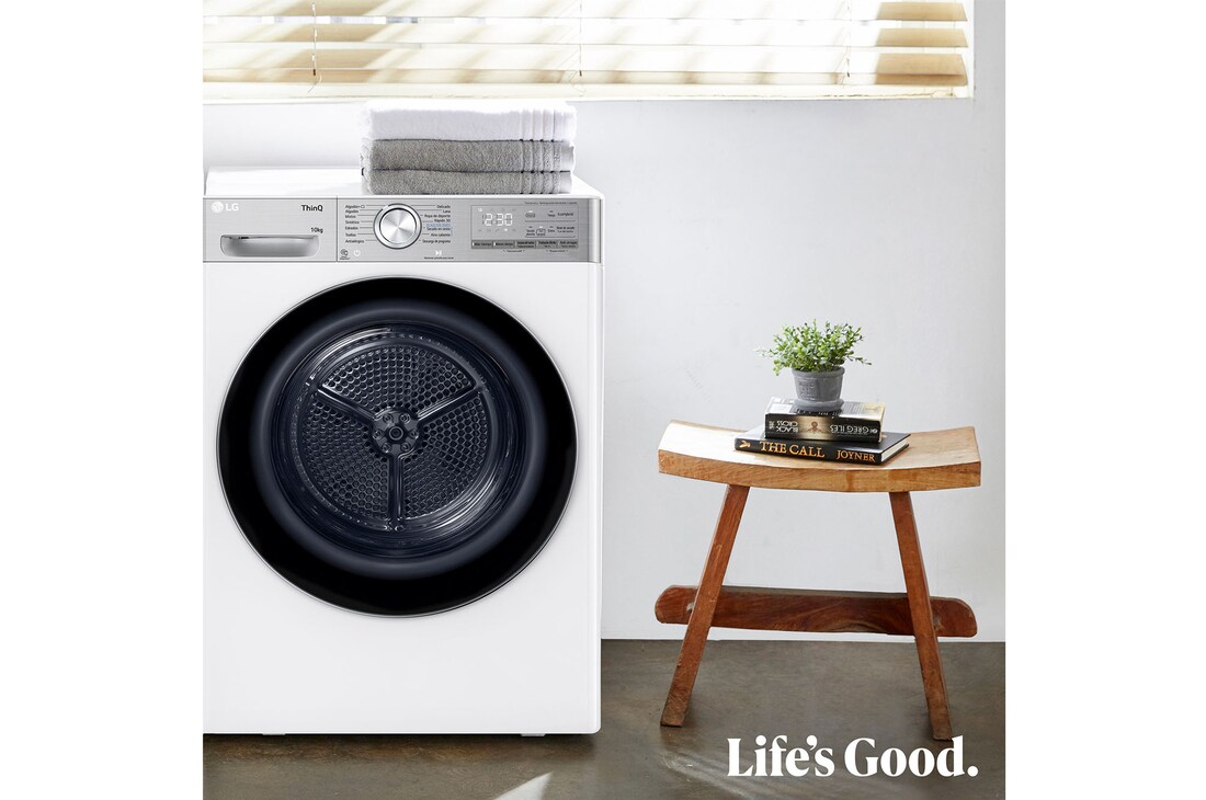 LG Secadora 10kg, C, con Bomba de calor Dual Inverter, Blanca , Serie 900, RH10V9AV2WR