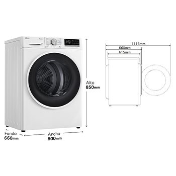 LG Secadora 9kg, C, con Bomba de calor Dual Inverter,  Blanca, Serie 500, RH90V5AV6N