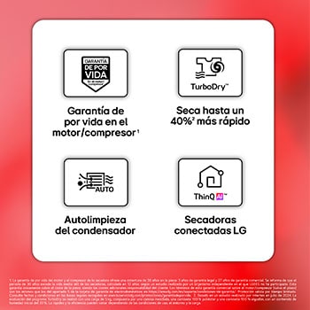 LG Secadora 9kg, C, con Bomba de calor Dual Inverter,  Blanca, Serie 500, RH90V5AV6N