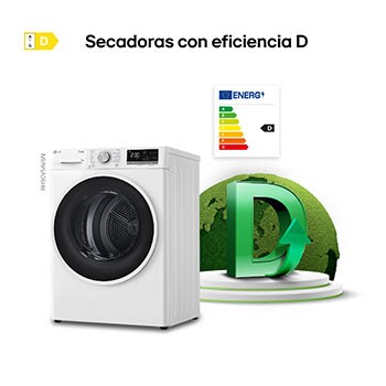 LG Secadora 9kg, C, con Bomba de calor Dual Inverter,  Blanca, Serie 500, RH90V5AV6N