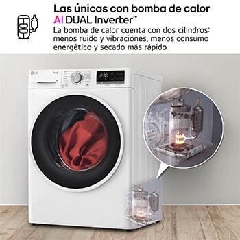 LG Secadora 9kg, C, con Bomba de calor Dual Inverter,  Blanca, Serie 500, RH90V5AV6N