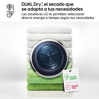 LG Secadora 9kg, C, con Bomba de calor Dual Inverter,  Blanca, Serie 500, RH90V5AV6N