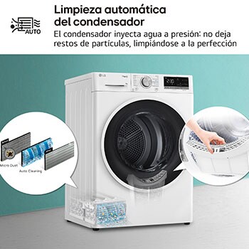 LG Secadora 9kg, C, con Bomba de calor Dual Inverter,  Blanca, Serie 500, RH90V5AV6N