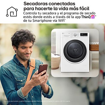 LG Secadora 9kg, C, con Bomba de calor Dual Inverter,  Blanca, Serie 500, RH90V5AV6N