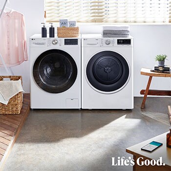 LG Secadora 9kg, C, con Bomba de calor Dual Inverter,  Blanca, Serie 500, RH90V5AV6N