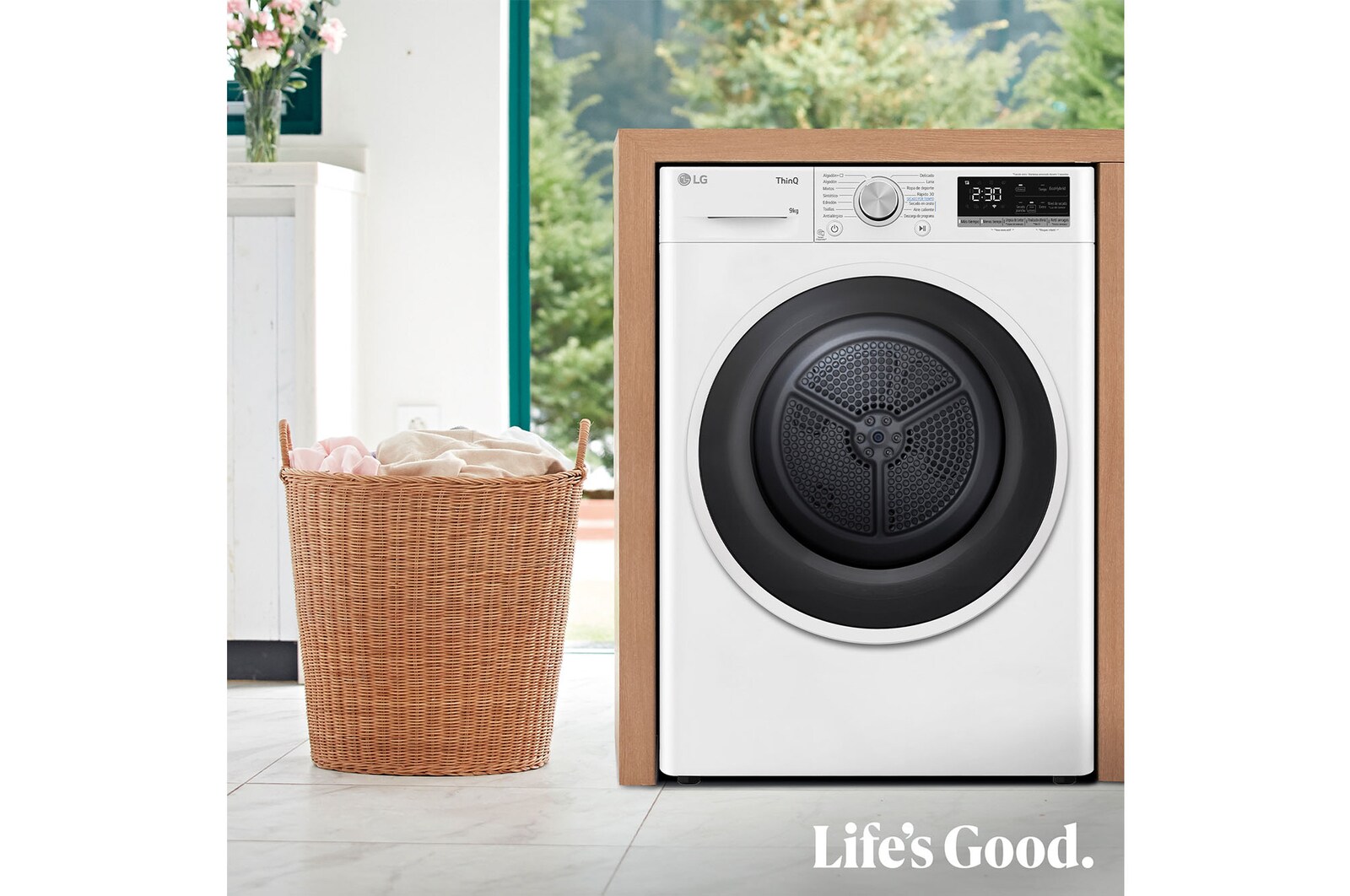 LG Secadora 9kg, C, con Bomba de calor Dual Inverter,  Blanca, Serie 500, RH90V5AV6N