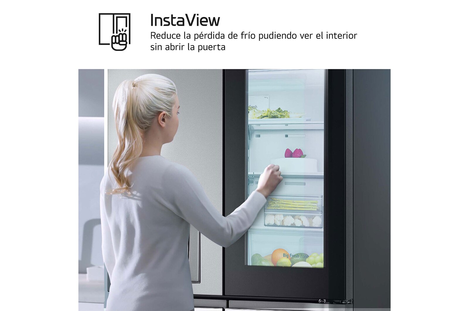 LG Frigorífico American Combi InstaView ™, Clasificación E, 638 L, Acero texturizado antihuellas, GMG960MBEE