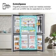 LG Frigorífico American Combi InstaView ™, Clasificación E, 638 L, Acero texturizado antihuellas, GMG960MBEE