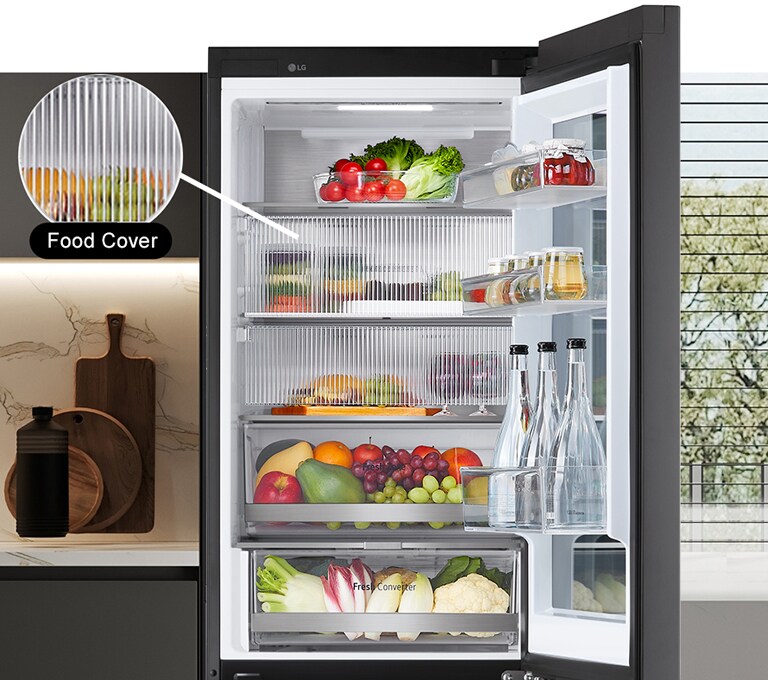 Zona de cobertura de alimentos dentro del frigorífico.