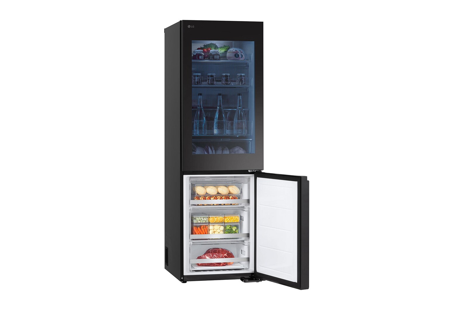 LG Frigorífico Combi Instaview  Door Cooling+, 1,86 m, Clasificación C, capacidad de 352 l,  Acero negro grafito, GBG5160CEV