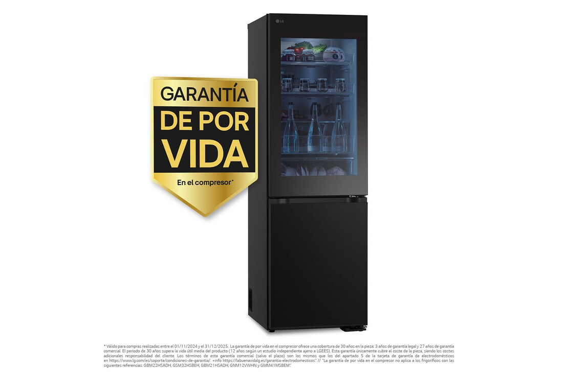 LG Frigorífico Combi Instaview  Door Cooling+, 1,86 m, Clasificación C, capacidad de 352 l,  Acero negro grafito, GBG5160CEV