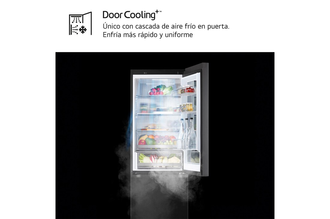LG Frigorífico Combi Instaview  Door Cooling+, 1,86 m, Clasificación C, capacidad de 352 l,  Acero negro grafito, GBG5160CEV