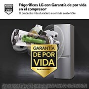 LG Frigorífico Combi 2.03m, Clasificación C, capacidad de 419l, Inox antihuellas, serie P-600, GBP62PZNCN1