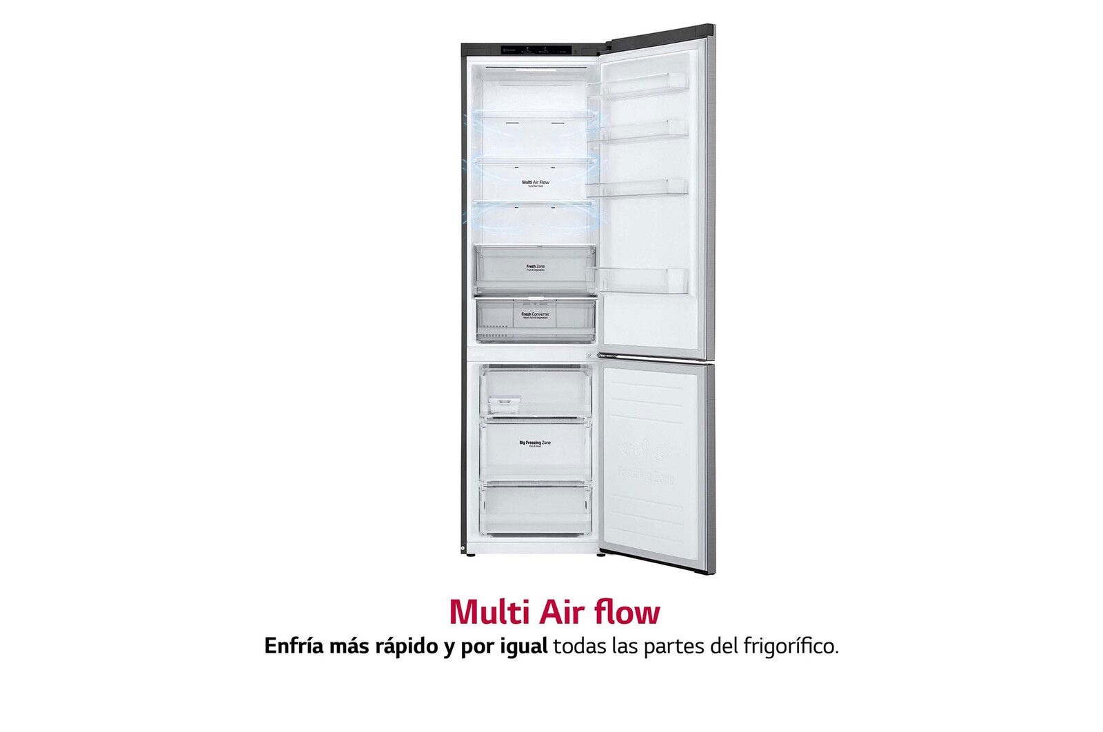 LG Frigorífico Combi 2.03m, Clasificación C, capacidad de 419l, Inox antihuellas, serie P-600, GBP62PZNCN1
