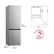 LG Frigorífico Combi Door Cooling+, 1,86m, Clasificación D, capacidad de 374l, inox antihuellas. Serie 700, GBV7180DPY