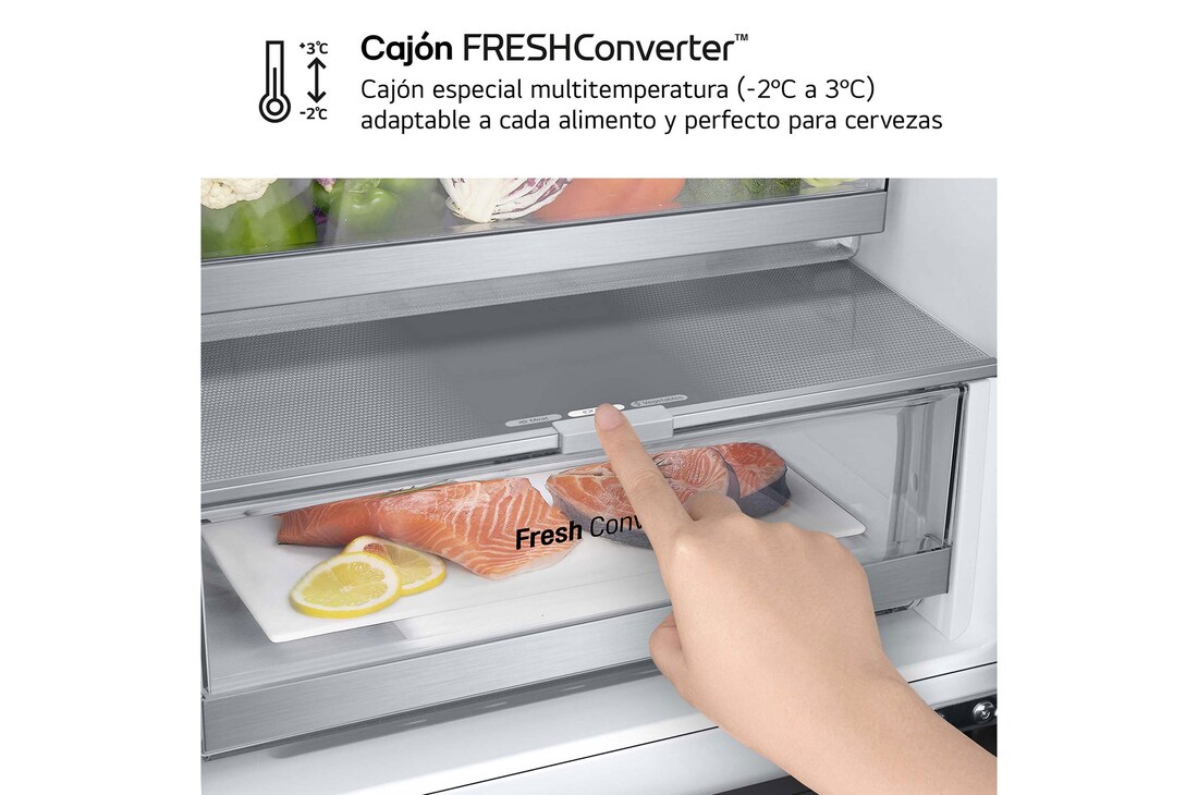 LG Frigorífico Combi Door Cooling+, 1,86m, Clasificación D, capacidad de 374l, inox antihuellas. Serie 700, GBV7180DPY
