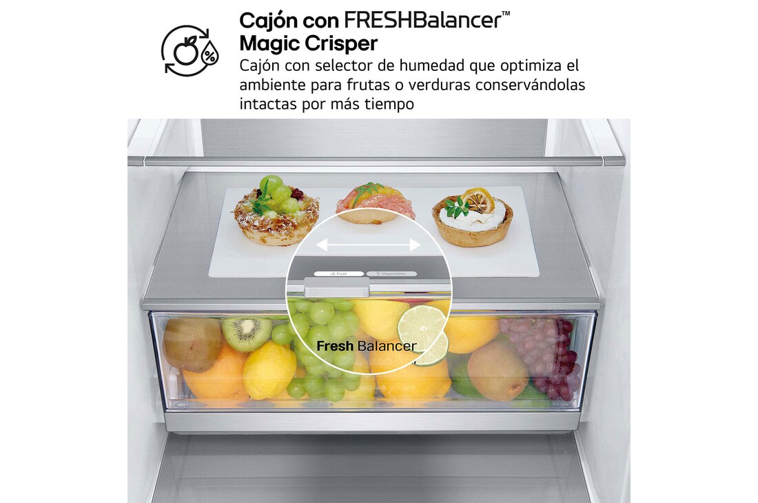 LG Frigorífico Combi Door Cooling+, 1,86m, Clasificación D, capacidad de 374l, inox antihuellas. Serie 700, GBV7180DPY