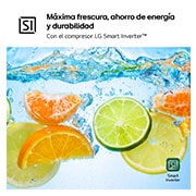 LG Frigorífico Combi Door Cooling+, 1,86m, Clasificación D, capacidad de 374l, inox antihuellas. Serie 700, GBV7180DPY