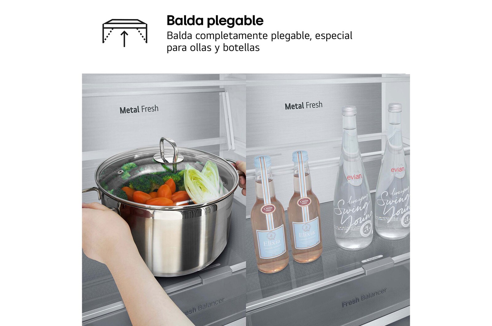 LG Frigorífico Combi Door Cooling+,  2,03m, Clasificación C, capacidad de 419l, inox antihuellas. Serie 700, GBV7280CPY, GBV7280CPY