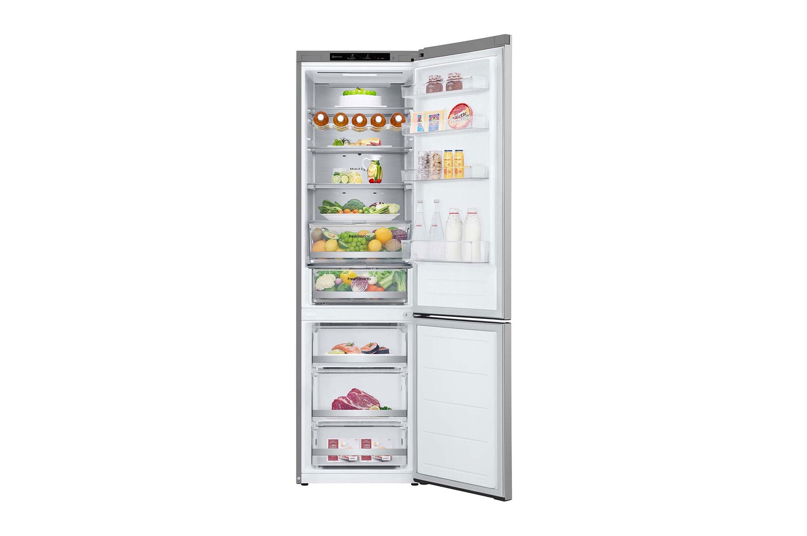 LG Frigorífico Combi Door Cooling+,  2,03m, Clasificación C, capacidad de 419l, inox antihuellas. Serie 700, GBV7280CPY