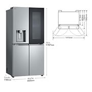 LG Frigorífico American Combi, 508L, Clasificación E, InstaView™ - Acero, GMG861MBAE