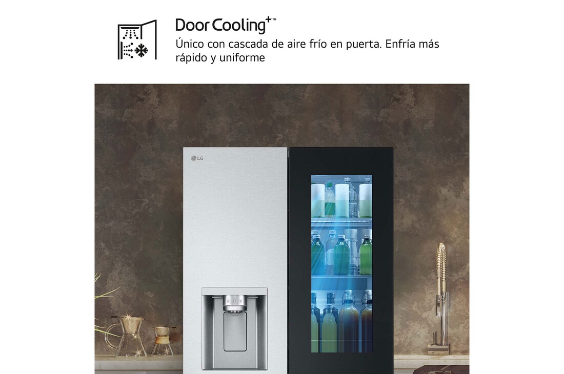 LG Frigorífico American Combi, 508L, Clasificación E, InstaView™ - Acero, GMG861MBAE