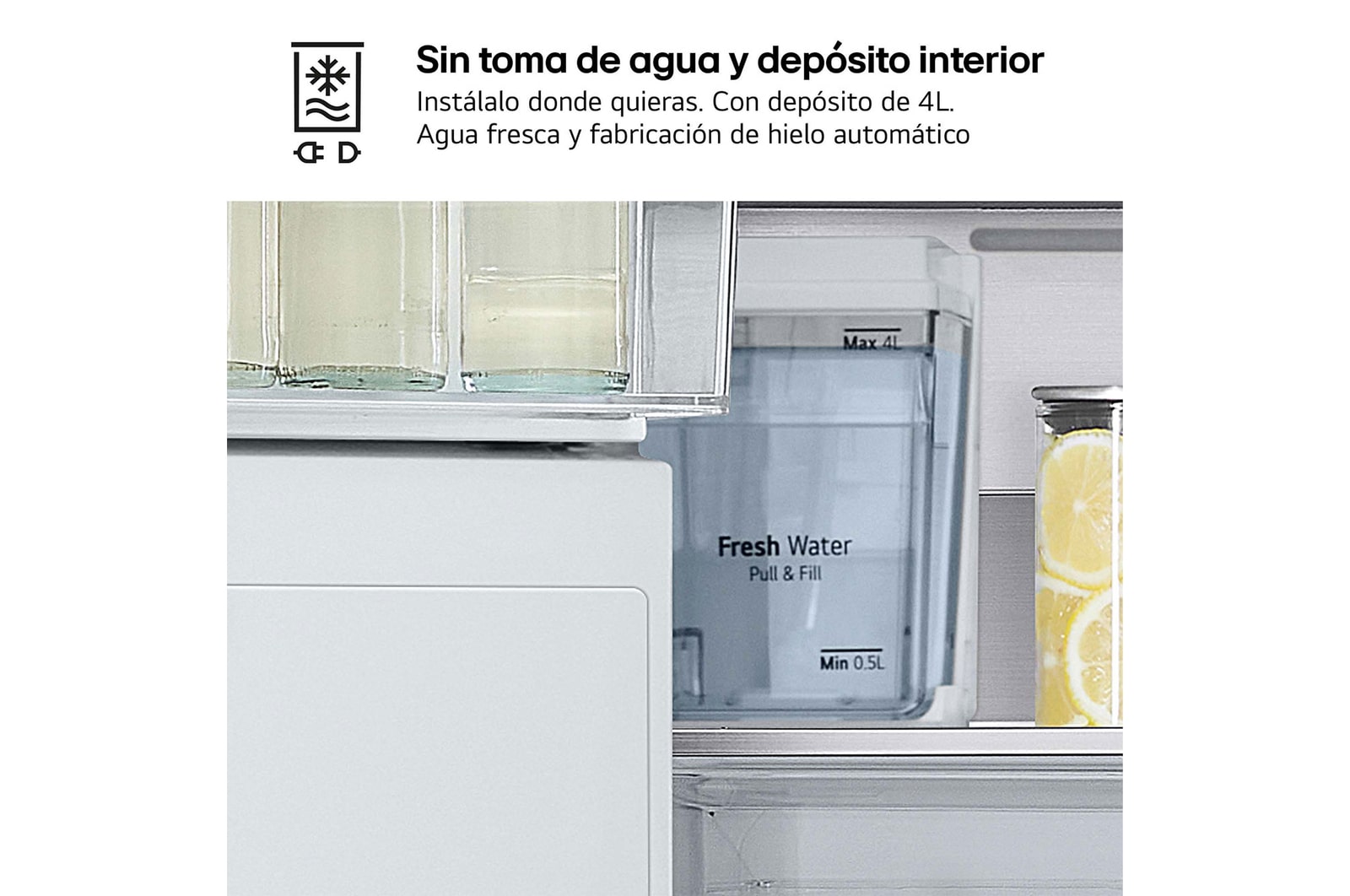 LG Frigorífico American Combi, 508L, Clasificación E, InstaView™ - Acero, GMG861MBAE