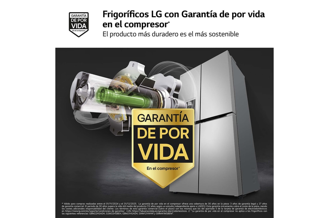 LG Frigorífico American Combi  Clasificación E , 641 L, Inox antihuellas, GML960PYBE