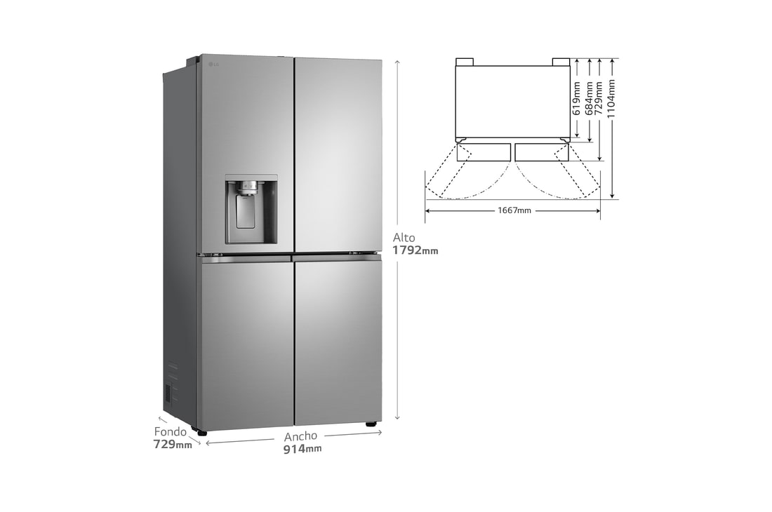 LG Frigorífico American Combi  Clasificación E , 641 L, Inox antihuellas, GML960PYBE