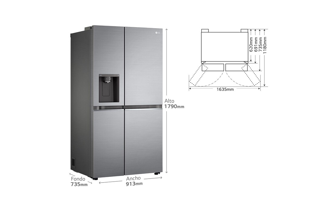 LG Frigorífico Americano Inverter Linear compressor, Clasificación D, 635 L               , GSLV70PZTD