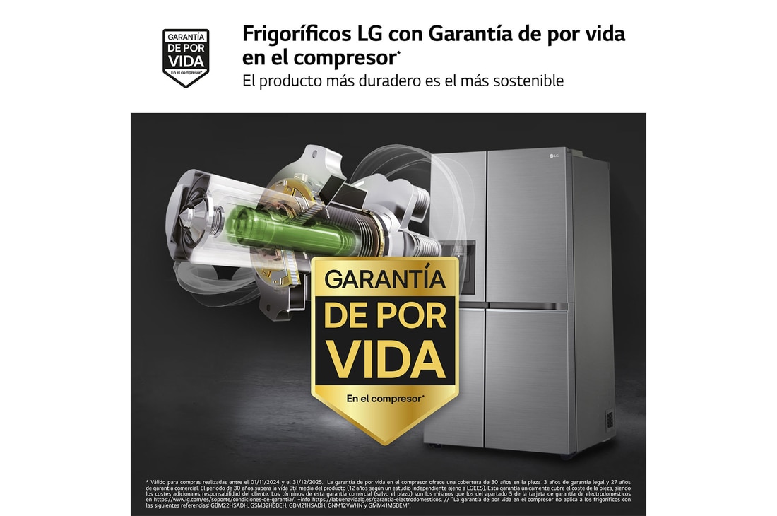 LG Frigorífico Americano Inverter Linear compressor, Clasificación D, 635 L               , GSLV70PZTD