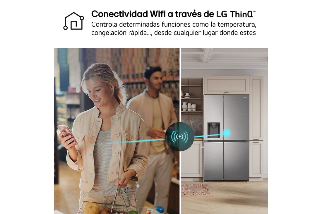 LG Frigorífico Americano Inverter Linear compressor, Clasificación D, 635 L               , GSLV70PZTD